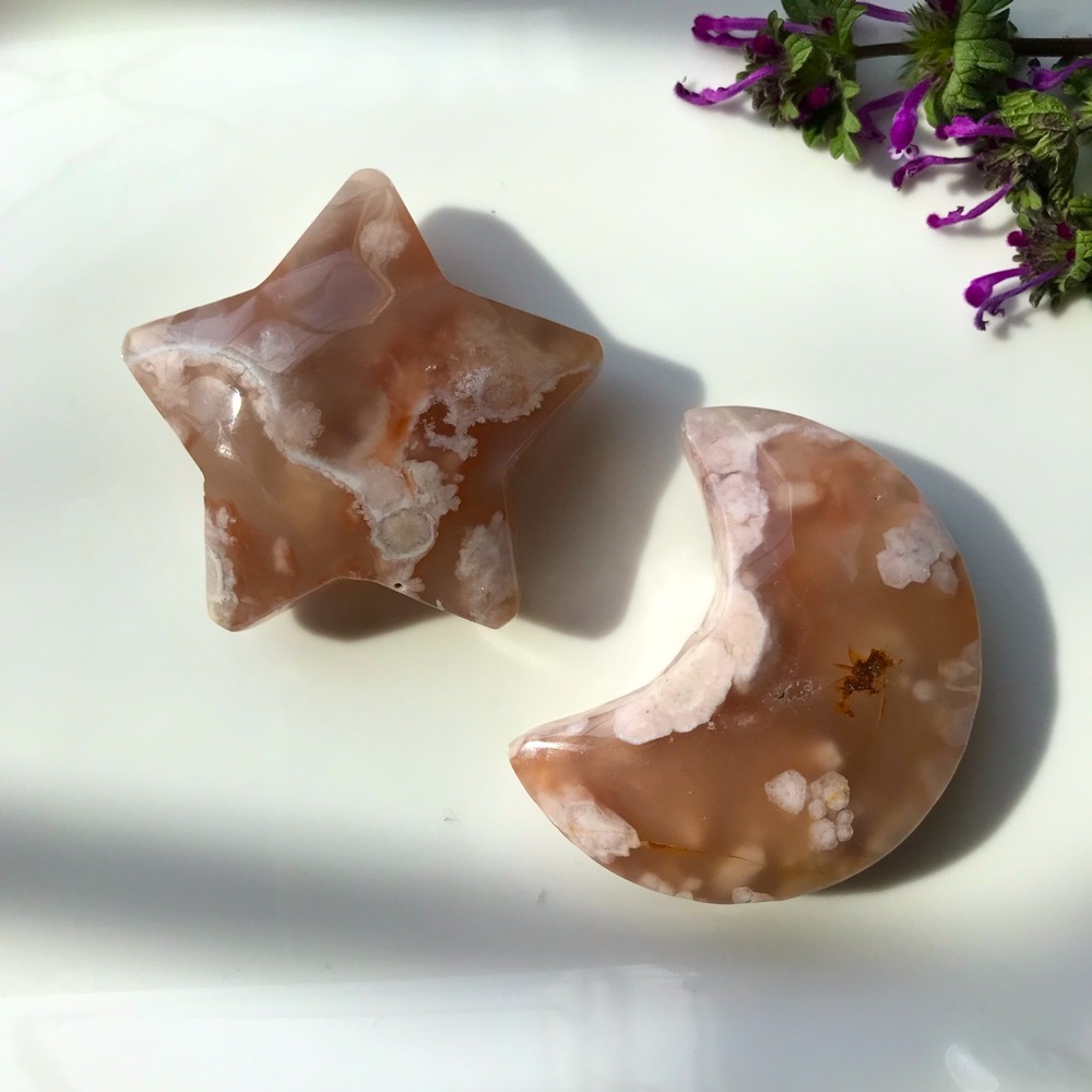 Flower agate moon and star bundle